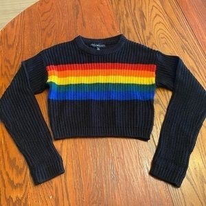 Derek Heart Black Rainbow Crop Sweater S